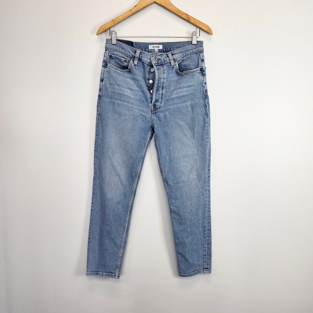 RE/DONE 90's High Rise Ankle Crop Buttonfly Jeans 30x25.5 Light Wash